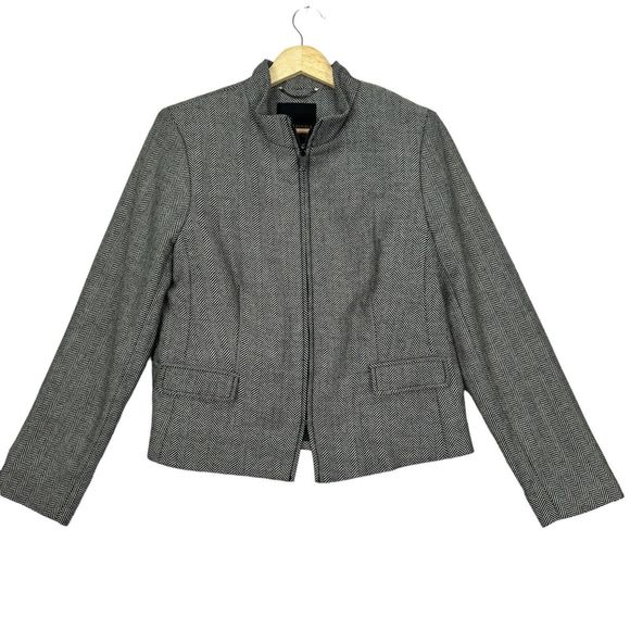 Banana Republic Wool Blend Twill Jacket Womens Petite Size 10 Zip Dress Jacket - Picture 2 of 14